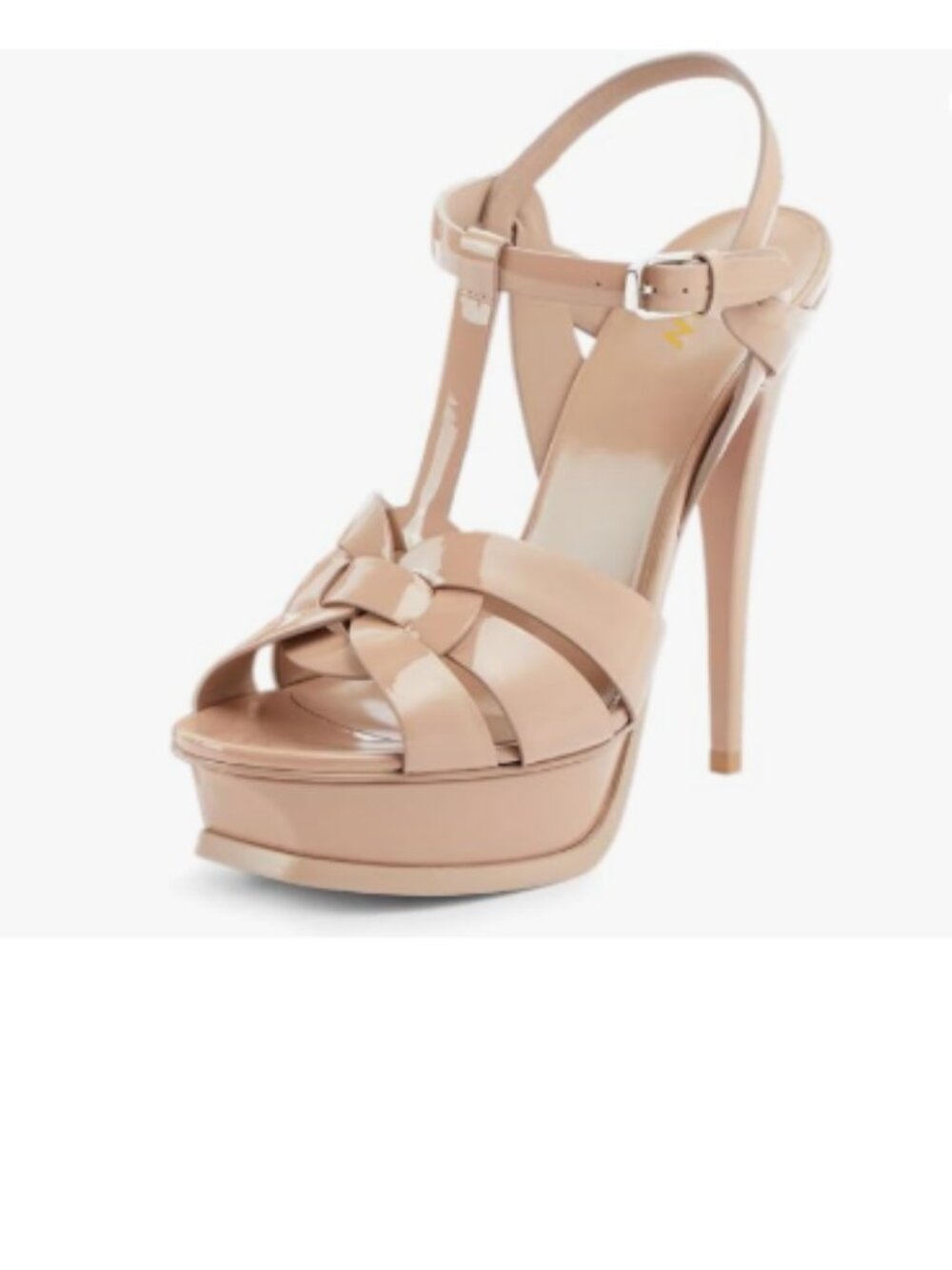 YDN Nude Strappy High Heeled Platform Peep Toe Stiletto Heels T-strap Sandals